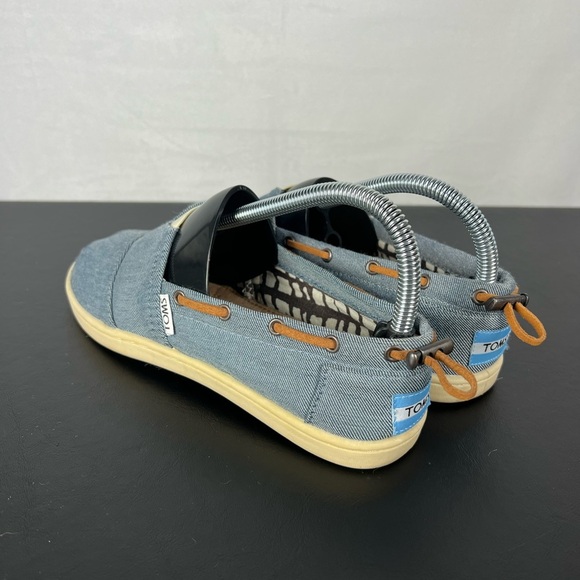 Toms Youth Size 4.5 Bimini Stitchout Slip On Canvas Blue Denim Casual Fl… - Picture 4 of 7